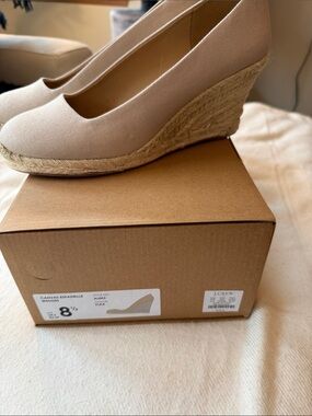 J. Crew Flax Canvas Espadrille Wedge Pumps.  NWT.  Size 8 1/2.